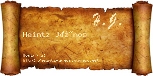 Heintz János névjegykártya